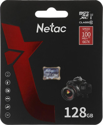 Карта памяти Netac P500 Ultra MicroSDXC 128GB V30/A1/C10 (NT02P500ULT-128G-S)
