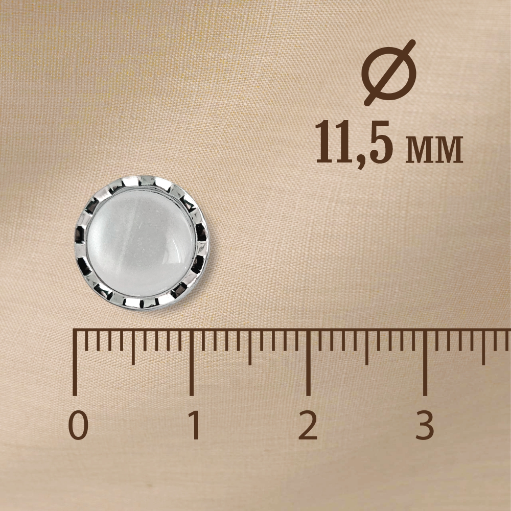 Набор пуговиц Sentex PN-2-11.5 (12шт, белый/серебро) — фото 3