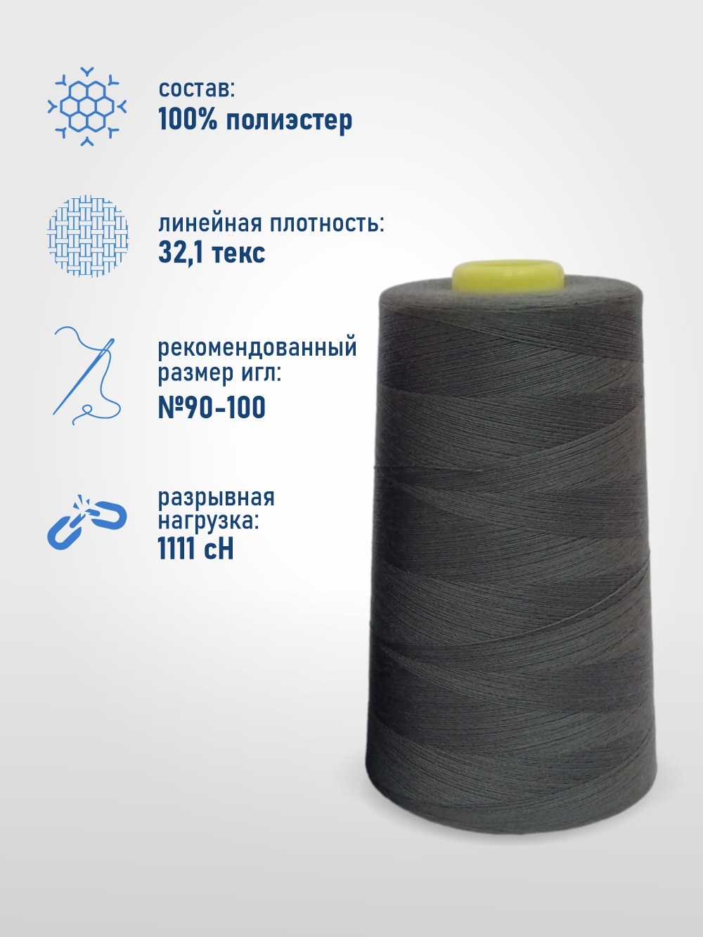 Набор швейных ниток Sentex 100% полиэстер 40/2 5000 ярдов 1245 (2шт) — фото 3
