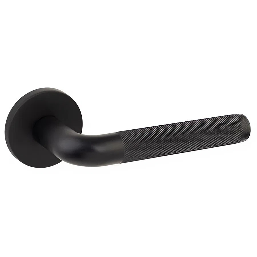 Комплект дверной фурнитуры Code Deco Slim H-40149-A-BLM с фиксатором (черный) — фото 3