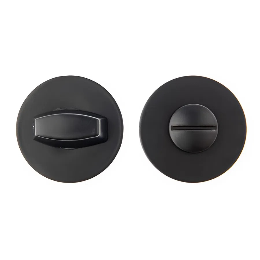 Комплект дверной фурнитуры Code Deco Slim H-40149-A-BLM с фиксатором (черный) — фото 4