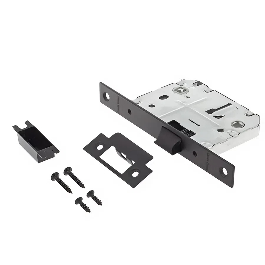 Комплект дверной фурнитуры Code Deco Slim H-40149-A-BLM с фиксатором (черный) — фото 2