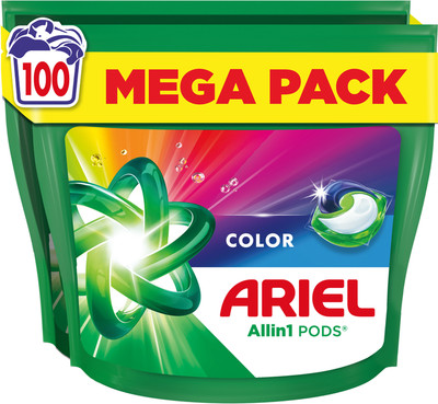 Капсулы для стирки Ariel Pods All in 1 Color для машин с вертикальной загрузкой белья (100шт) - 