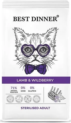 

Сухой корм для кошек, Adult Lamb & Wildberry