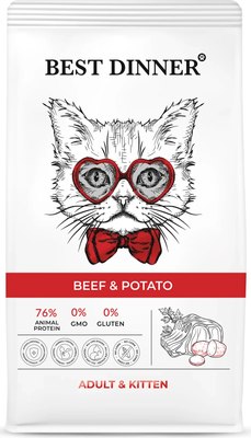 

Сухой корм для кошек, Adult & Kitten Beef & Potato