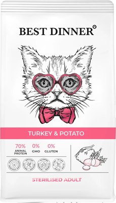 

Сухой корм для кошек, Adult Sterilised Turkey & Potato