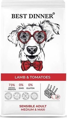 

Сухой корм для собак, Adult Sensible Medium & Maxi Lamb & Tomatoes