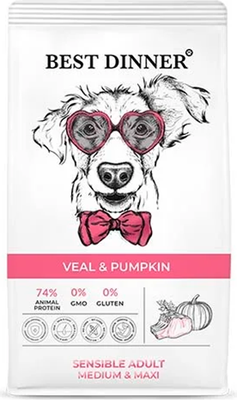 

Сухой корм для собак, Adult Sensible Medium & Maxi Veal & Pumpkin