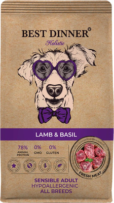 

Сухой корм для собак, Holistic Adult Sensible All Breeds Lamb&Basil