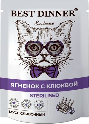 

Влажный корм для кошек, Exclusive Sterilised Ягненок с клюквой