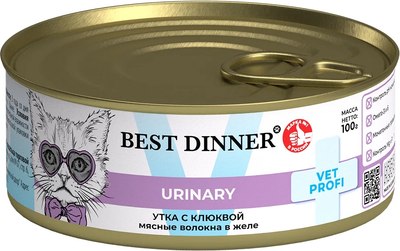 

Влажный корм для кошек, Vet Profi Urinary Exclusive Утка с клюквой