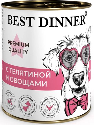 Влажный корм для собак Best Dinner Premium Меню №4 с телятиной и овощами (340г) - 