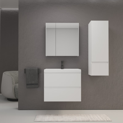 Тумба под умывальник Symbolite Манхэттен 70 Plus 2 ящика (подвесная, белый матовый) - 