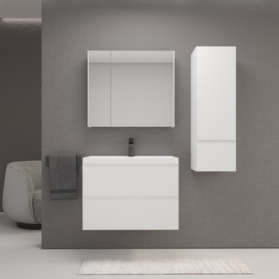 Тумба под умывальник Symbolite Манхэттен 80 Plus 2 ящика (подвесная, белый матовый) -