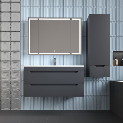 Тумба под умывальник Symbolite Остин 100 Plus 2 ящика (подвесная, графит) -