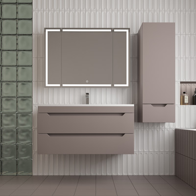 Тумба под умывальник Symbolite Остин 100 Plus 2 ящика (подвесная, тауп темный) - 