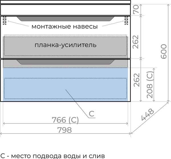 Купить Тумба под умывальник Symbolite Остин 80 Plus 2 ящика в Гродно