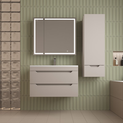 Тумба под умывальник Symbolite Остин 80 Plus 2 ящика (подвесная, крем) -