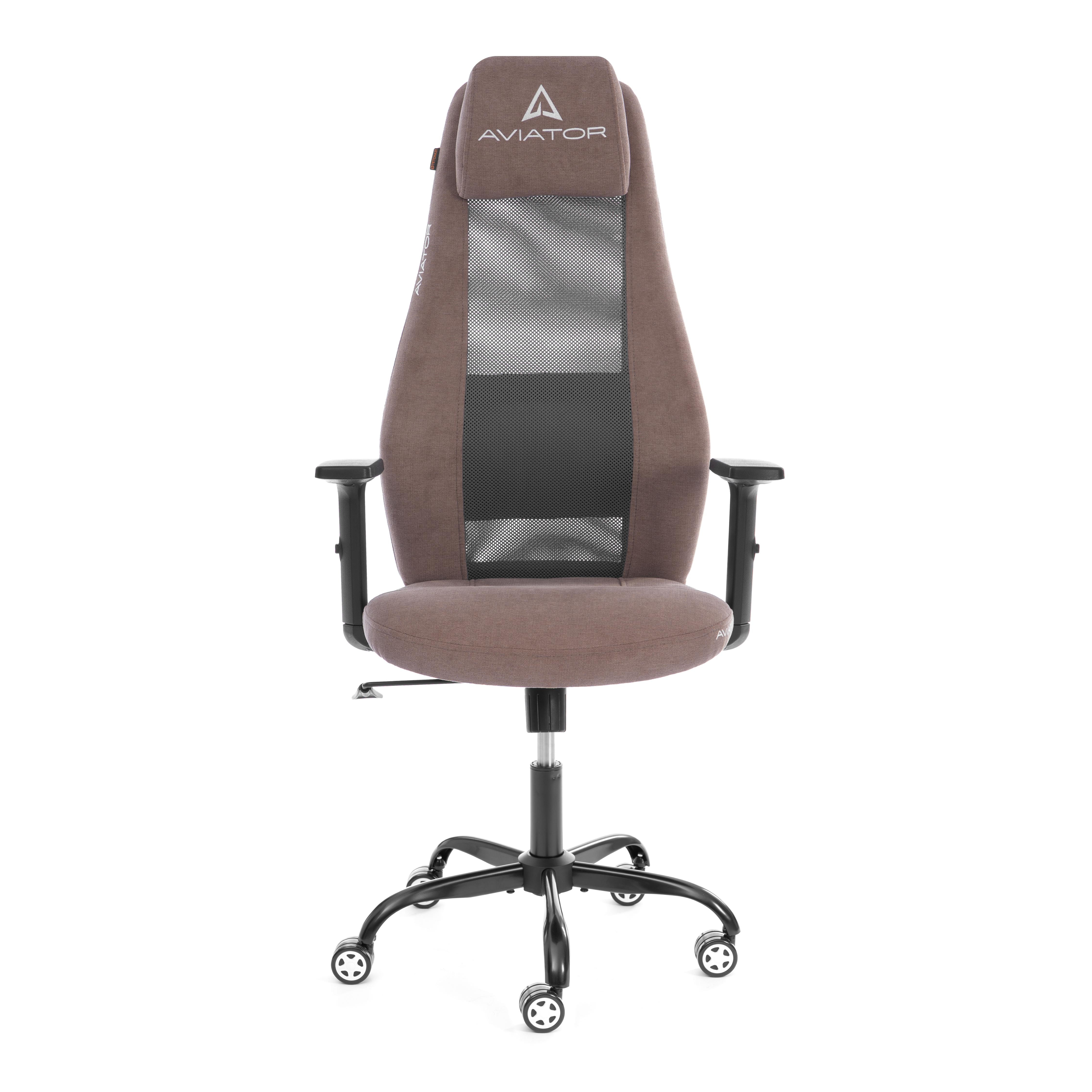 Кресло офисное Tetchair Aviator PLT metalBL (ткань, светло-коричневый/серый, KUB 03/W-12) — фото 2