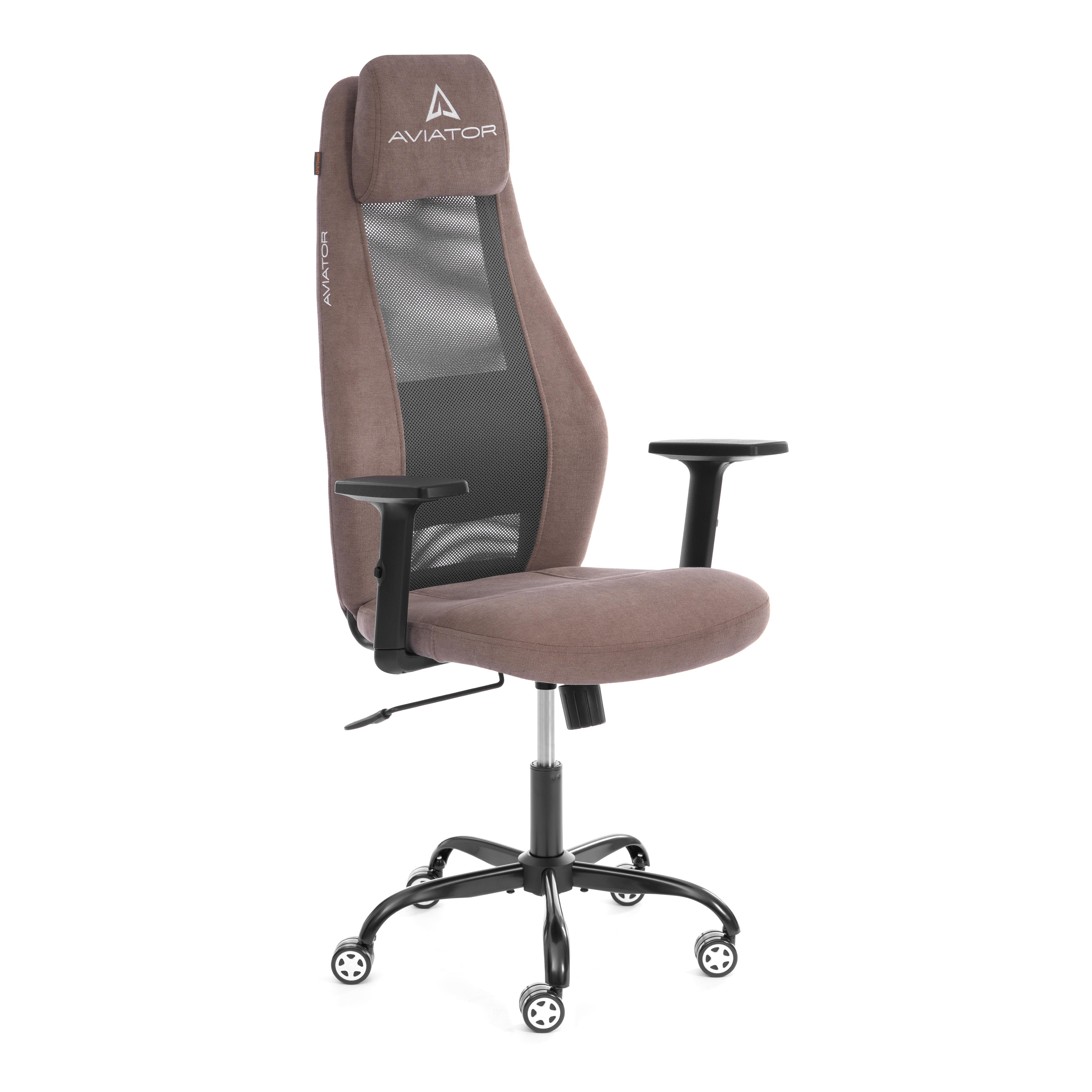 Кресло офисное Tetchair Aviator PLT metalBL (ткань, светло-коричневый/серый, KUB 03/W-12)