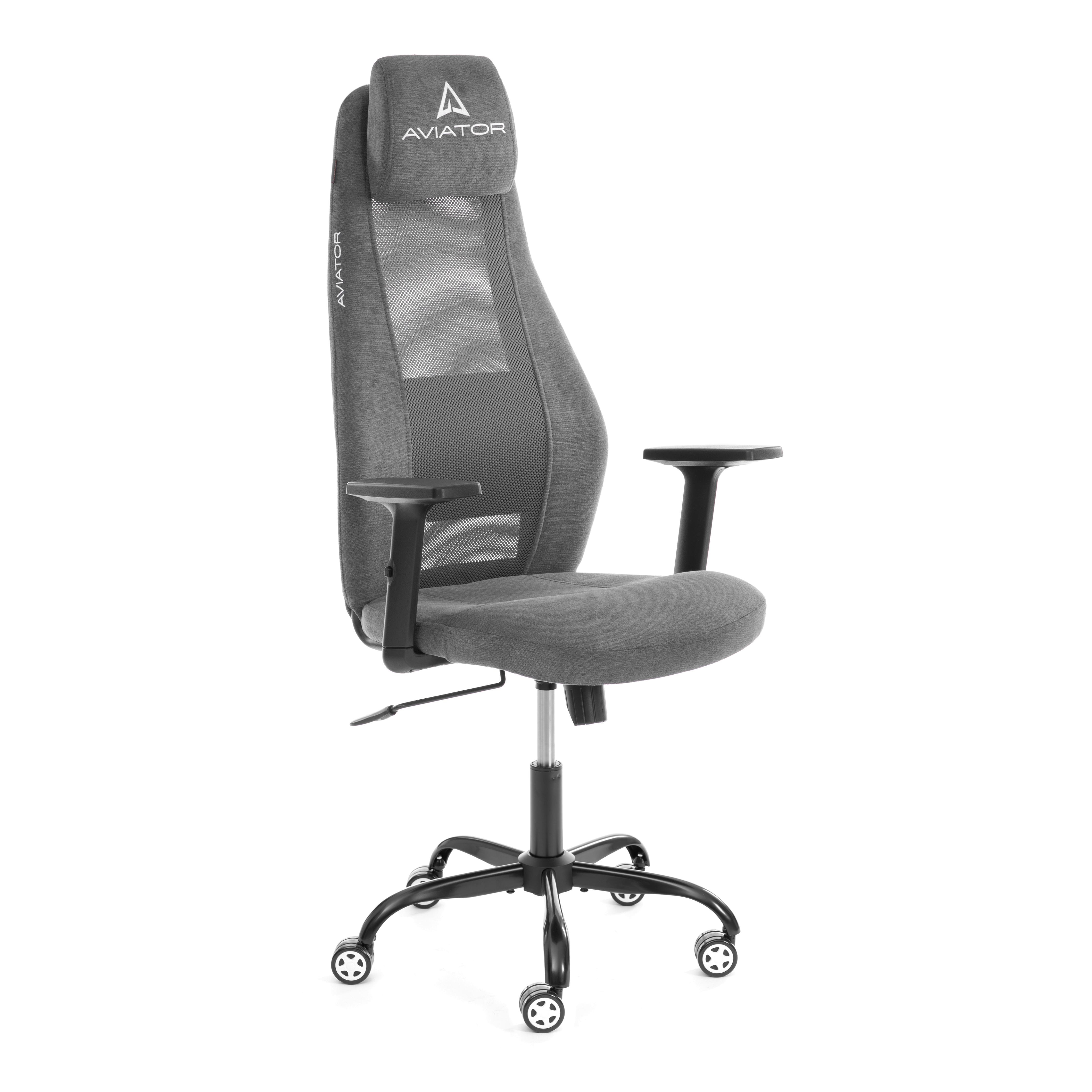 Кресло офисное Tetchair Aviator PLT metalBL (флок/ткань, серый, 29/W-12)