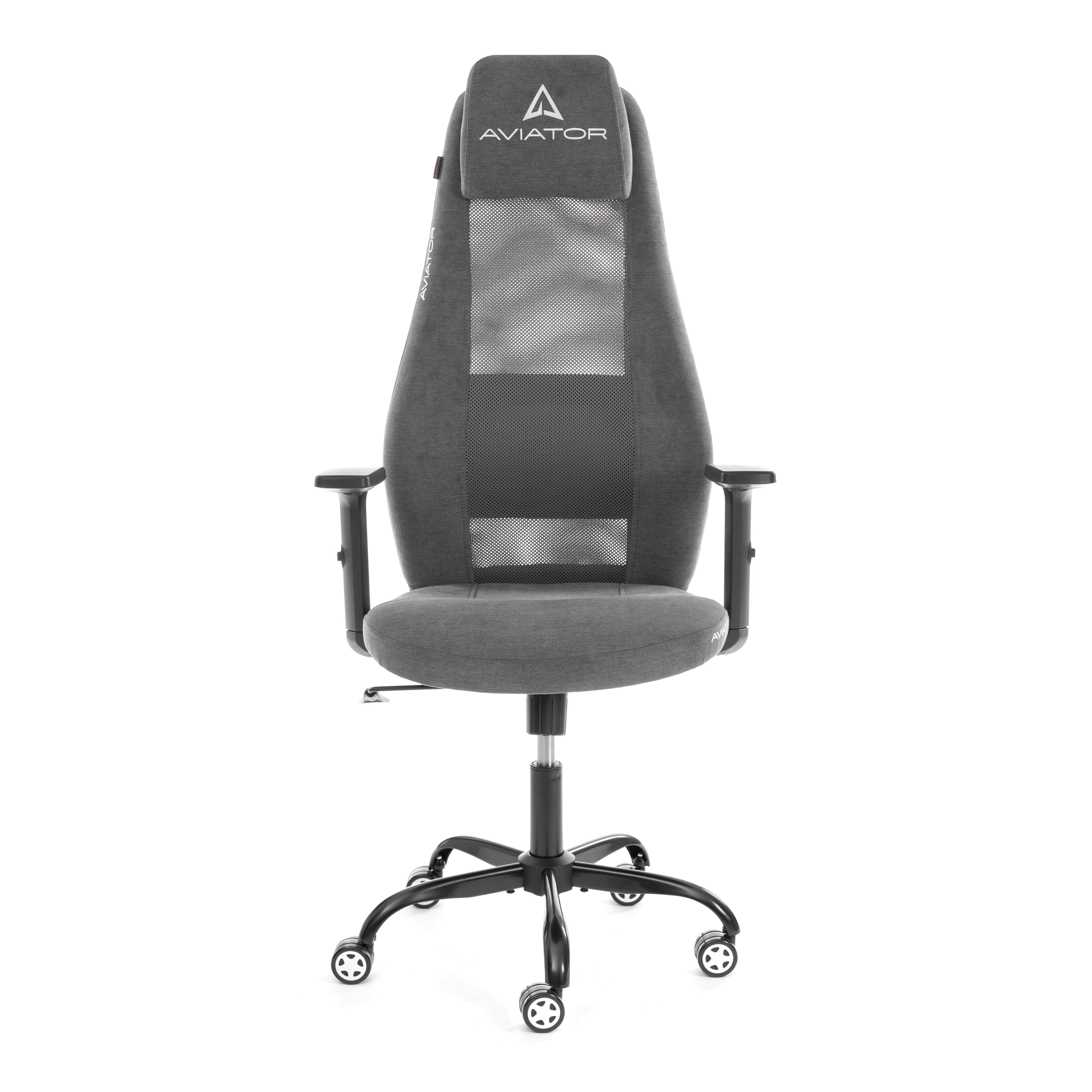 Кресло офисное Tetchair Aviator PLT metalBL (флок/ткань, серый, 29/W-12) — фото 5