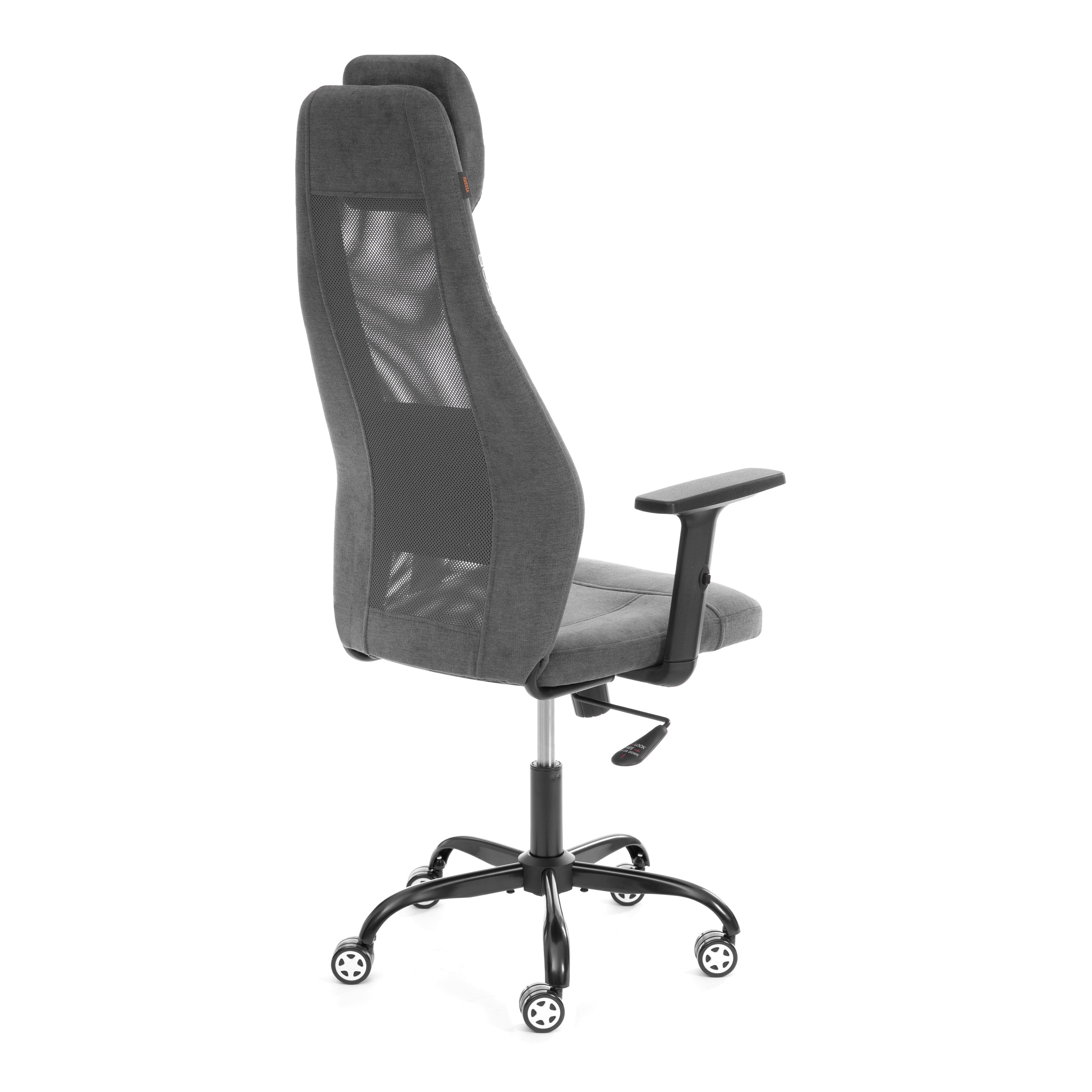 Кресло офисное Tetchair Aviator PLT metalBL (флок/ткань, серый, 29/W-12) — фото 3
