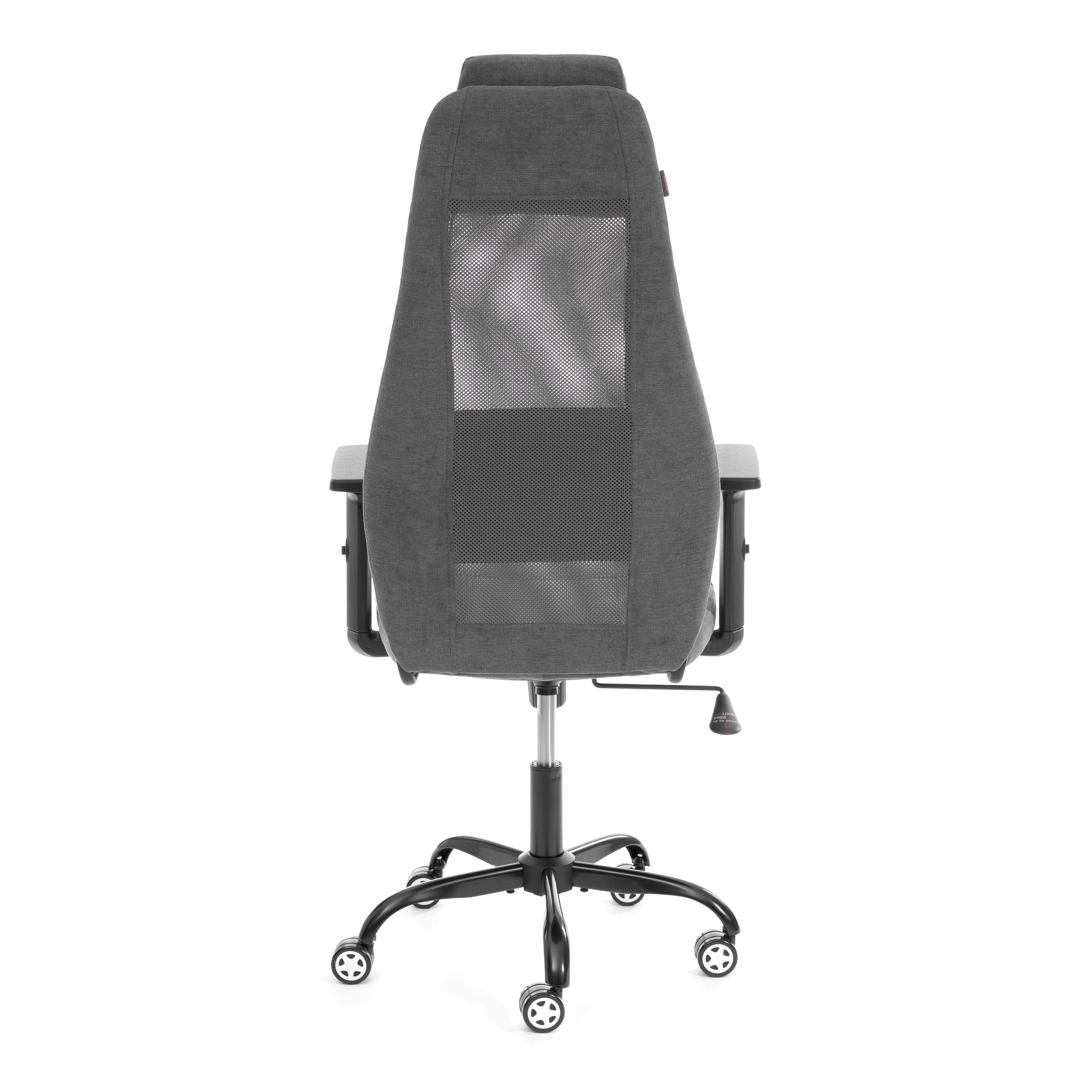 Кресло офисное Tetchair Aviator PLT metalBL (флок/ткань, серый, 29/W-12) — фото 4