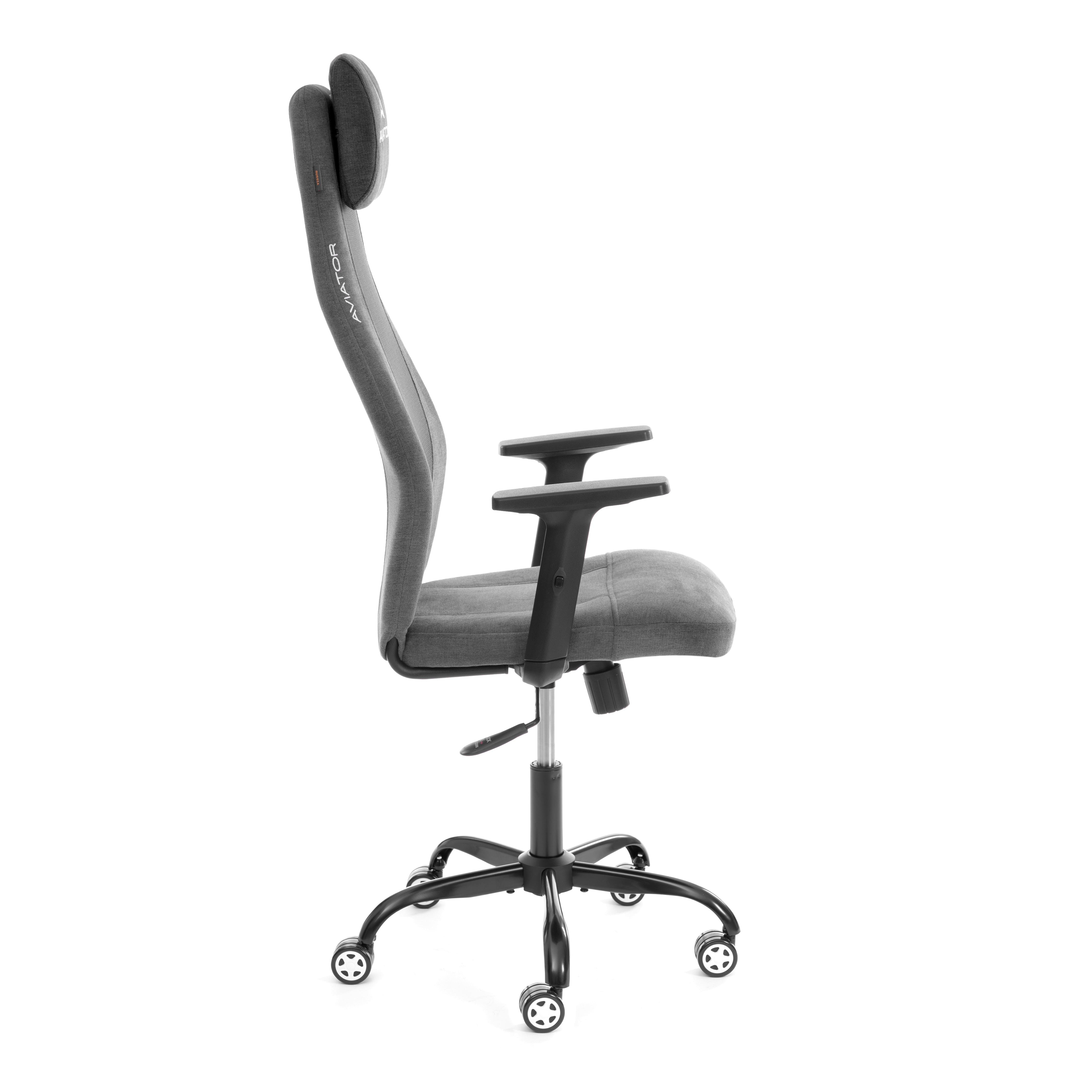 Кресло офисное Tetchair Aviator PLT metalBL (флок/ткань, серый, 29/W-12) — фото 2