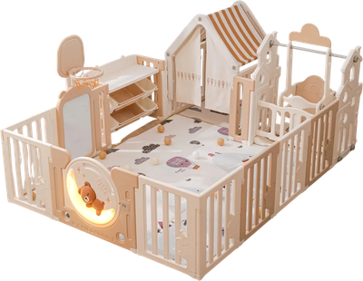 Игровой манеж UNIX Kids DeLuxe House&Storage 180x200 / pplxswhs200wc (Camel) - 