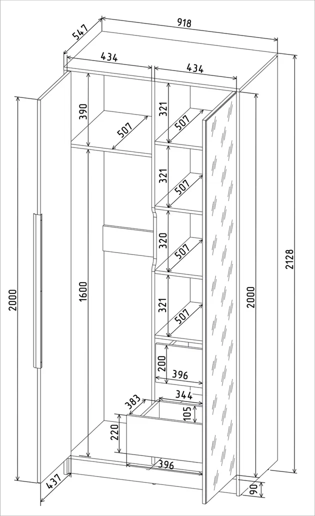Шкаф Interline Концепт Тренд КТ-Ш3(з) (антрацит/мята) — фото 6
