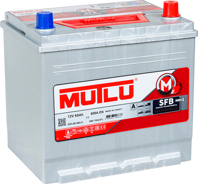 Автомобильный аккумулятор Mutlu Mega Calcium 68R 70D23L D23 R+ (68 А/ч) - 