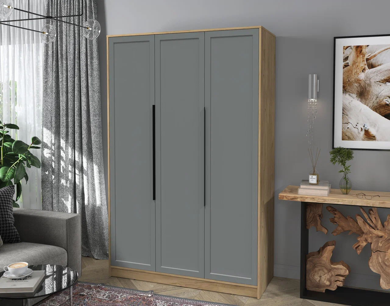 Шкаф Interline Концепт Тренд КТ-Ш3 (дуб золотой/серый) — фото 3