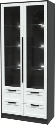 Шкаф с витриной Интерлиния Концепт Тренд КТ-ШВ2 с подсветкой (антрацит/дуб полярный) -
