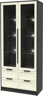 Шкаф с витриной Интерлиния Концепт Тренд КТ-ШВ2 с подсветкой (антрацит/дуб снежный) -