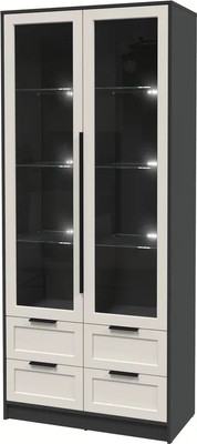 Шкаф с витриной Интерлиния Концепт Тренд КТ-ШВ2 с подсветкой (антрацит/кашемир) -