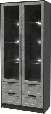 Шкаф с витриной Интерлиния Концепт Тренд КТ-ШВ2 с подсветкой (антрацит/керамика) -