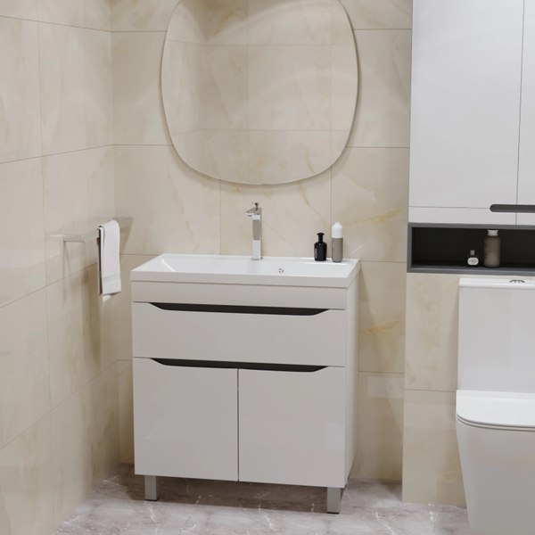 Тумба с умывальником Mixline Лайн 80 553012 + Luxe Fest 80 / FST80SLWB01