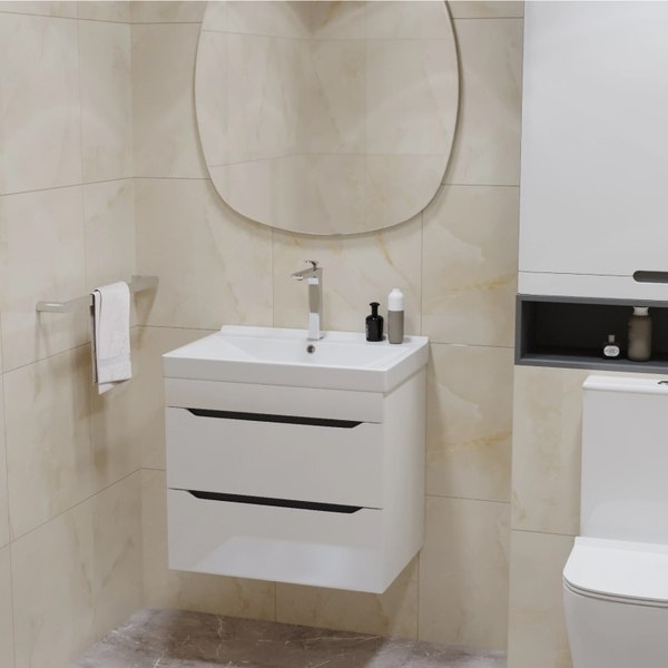 Тумба с умывальником Mixline Лайн 60 553009 + Luxe Fest 60 / FST60SLWB01