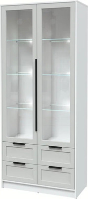 Шкаф с витриной Интерлиния Концепт Тренд КТ-ШВ2 с подсветкой (белый платинум/грей) -