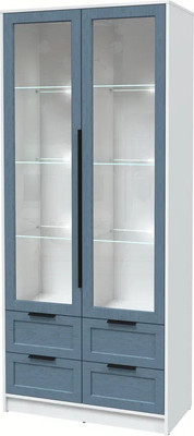 Шкаф с витриной Интерлиния Концепт Тренд КТ-ШВ2 с подсветкой (белый платинум/дуб лазурный) -
