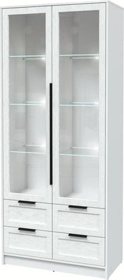 Шкаф с витриной Интерлиния Концепт Тренд КТ-ШВ2 с подсветкой (белый платинум/дуб полярный) -