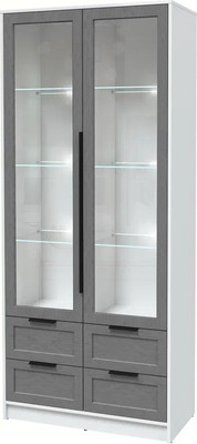 Шкаф с витриной Интерлиния Концепт Тренд КТ-ШВ2 с подсветкой (белый платинум/дуб серый) -