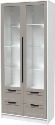 Шкаф с витриной Интерлиния Концепт Тренд КТ-ШВ2 с подсветкой (белый платинум/луна) -