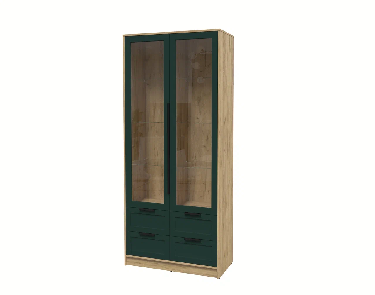Шкаф с витриной Interline Концепт Тренд КТ-ШВ2 (дуб золотой/изумруд) — фото 1