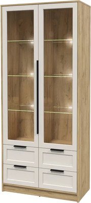 Шкаф с витриной Интерлиния Концепт Тренд КТ-ШВ2 с подсветкой (дуб золотой/кашемир) -