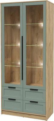 Шкаф с витриной Интерлиния Концепт Тренд КТ-ШВ2 с подсветкой (дуб золотой/мята) -
