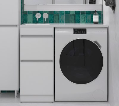 Тумба с умывальником Symbolite Даллас 110 Люкс Plus + Estetus Даллас 110x48 (левый, эмаль белый) - 