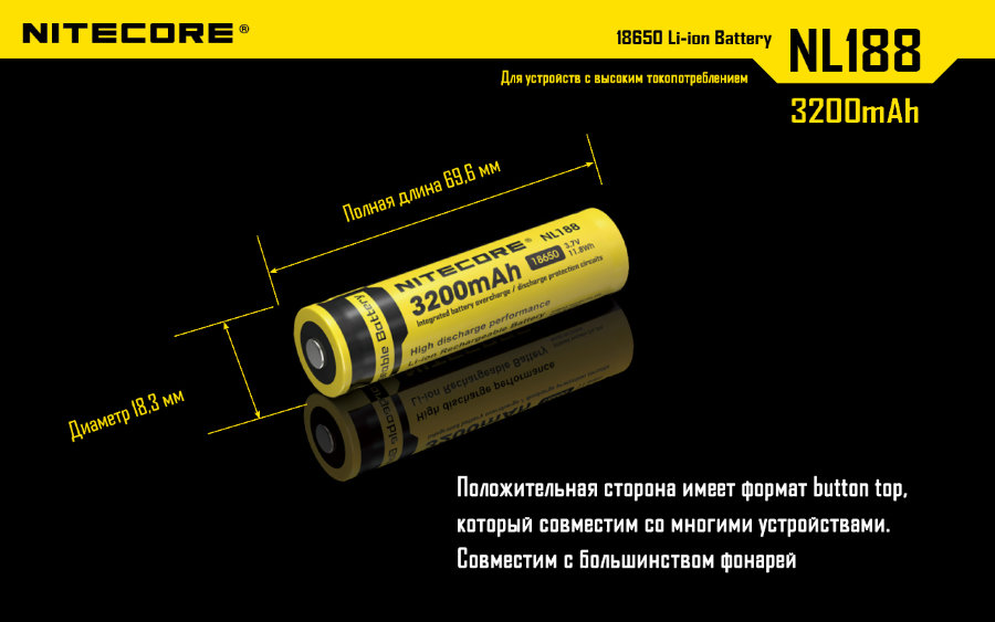 Аккумулятор Nitecore NL1832 / 10386 — фото 5