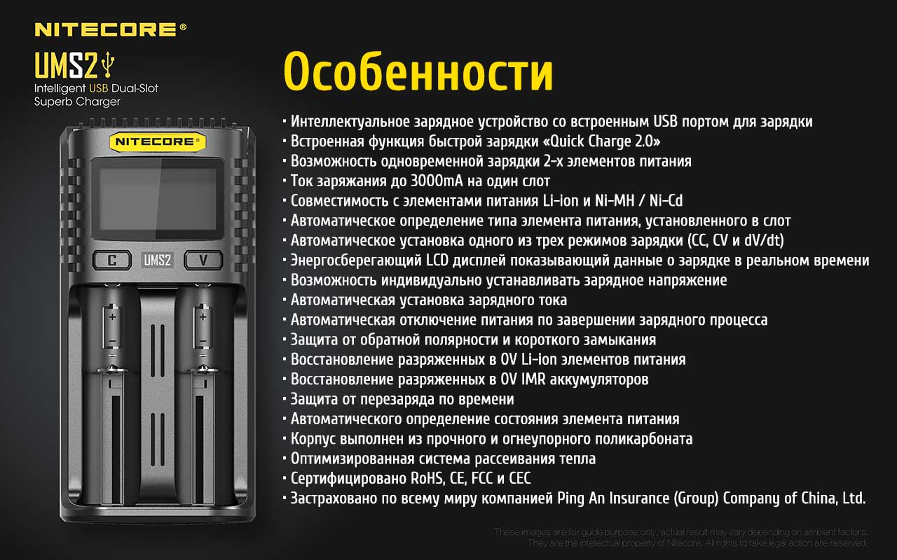 Зарядное устройство для аккумуляторов Nitecore UMS2 / 18546 — фото 4